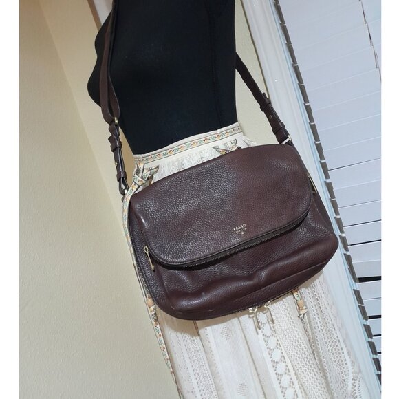 Pebbled Leather Fossil Preston Bag Shoulder Crossbody SMALL FLAW - Picture 3 of 15